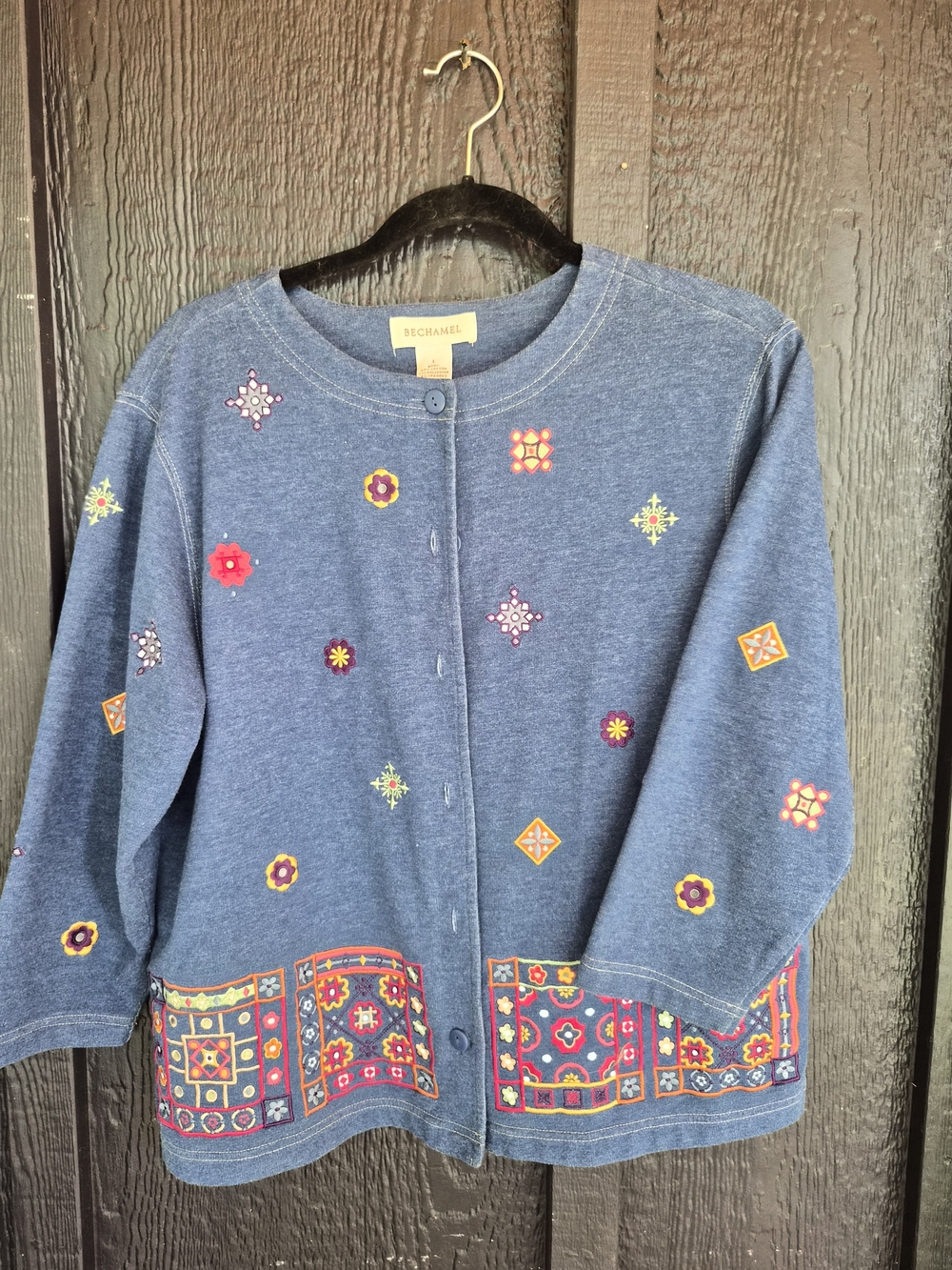 Bechamel  Embroidered Button-Front Sweater Jacket